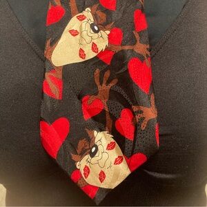 Looney Tunes Mania 1997 Taz Devil Hearts silk Tie Neckwear Valentines Dad Gift